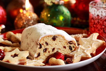 Image showing Christmas stollen with gingerbread