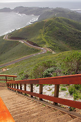 Image showing Observation point and hills by ocean