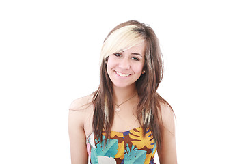 Image showing Portrait of a beautiful teenager girl with long  hairs - isolate