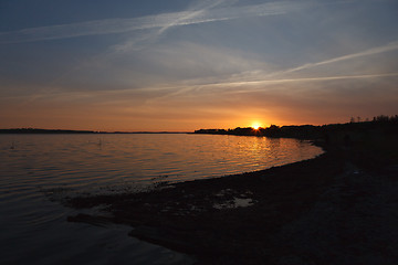 Image showing Sunset Gamborg fjord