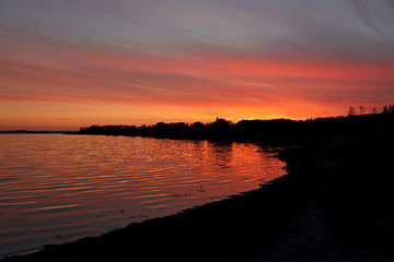 Image showing Sunset Gamborg fjord
