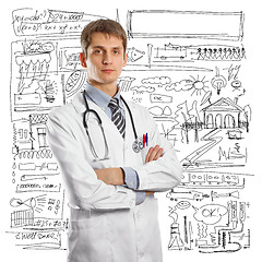 Image showing young doctor man with stethoscope