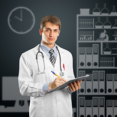 Image showing young doctor man with stethoscope