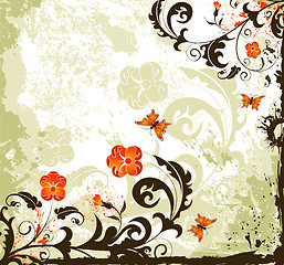 Image showing Grunge flower background