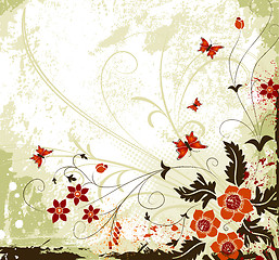 Image showing Grunge flower background