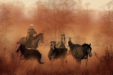 Image showing DRIVING THE HERD