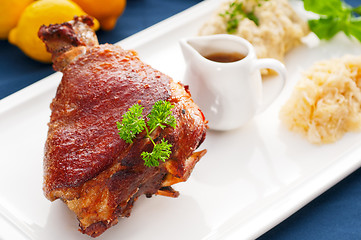 Image showing original German BBQ pork  knuckle