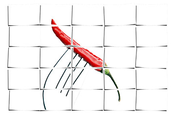 Image showing red chili pepper on a fork