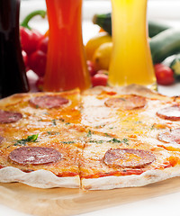 Image showing Italian original thin crust  pepperoni pizza