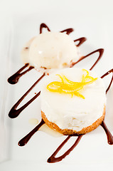 Image showing  lemon mousse served whith lemon peel on top