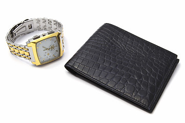 Image showing Fashion watch and wallet