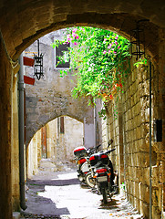 Image showing Inside the old (medieval) town of Rhodes (The City of Knights) 