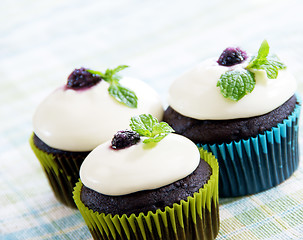 Image showing Dark chocolate cupcakes