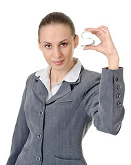 Image showing business woman holding a currency