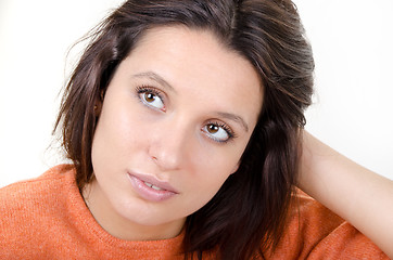 Image showing portrait of a dreamy brunette