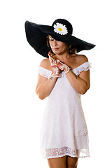 Image showing woman in a large black hat