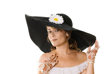 Image showing woman in black hat