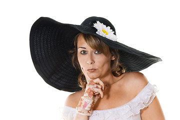 Image showing woman in large black hat