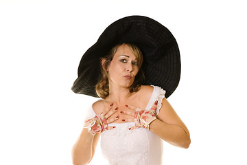Image showing woman in black hat 