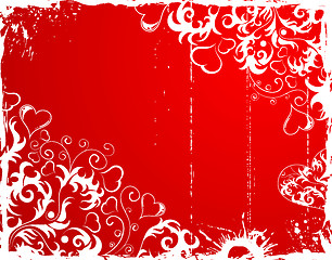 Image showing Valentines Day grunge frame with hearts and flowers