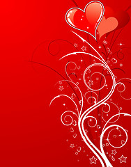 Image showing Valentines Day background with hearts and flowers