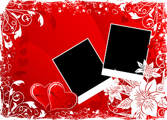 Image showing Valentines Day background with hearts and flowers