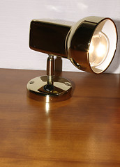 Image showing lit bedside lamp