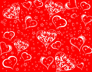 Image showing Valentines Day background with hearts and flowers