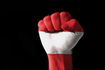 Image showing Fist painted in colors of austria flag
