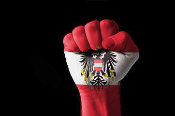 Image showing Fist painted in colors of austria flag
