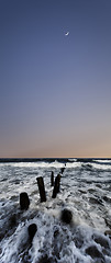 Image showing Moonrise over surf