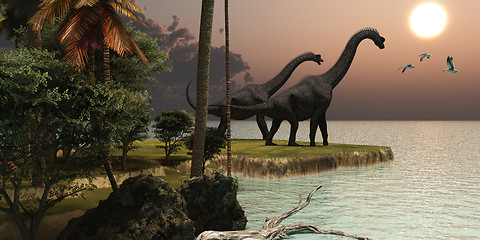 Image showing Brachiosaurus Sunset