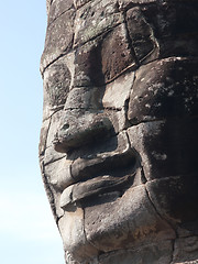 Image showing Stone face at the Bayon Temple in Cambodia