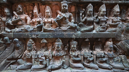 Image showing Wall relief at Angkor Thom, Cambodia