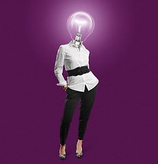 Image showing lamp head businesswoman