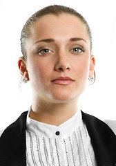 Image showing young businesswoman looking on camera