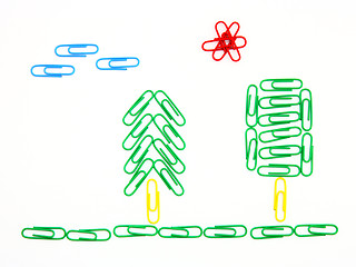 Image showing Trees from color paper clips