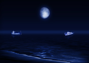 Image showing Full moon reflected in water