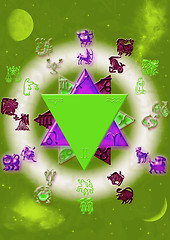 Image showing Astrological symbols with mystical circle