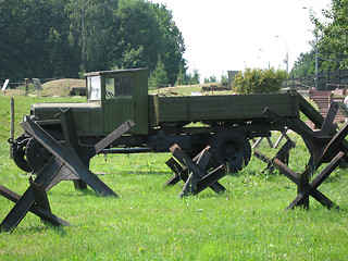 Image showing Old military technology on parking in a museum Russia Moscow