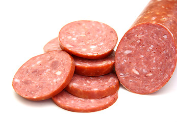 Image showing Sausage cut by slices 