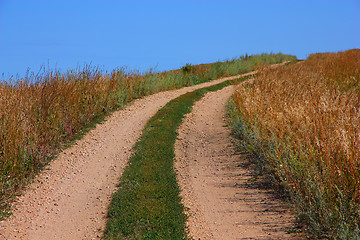 Image showing Rural road and the blue sky