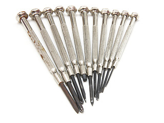 Image showing several screwdrivers on the white background