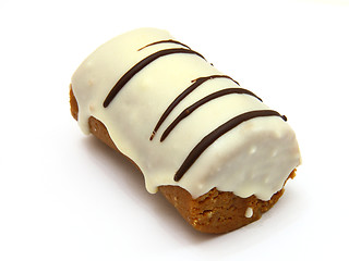 Image showing Round mini chocolate pie with strips from above