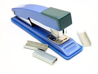 Image showing Blue strip stapler 