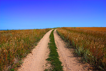 Image showing Rural road and the blue sky