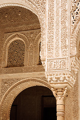 Image showing Arabic carvings in the Alhambra of Granada