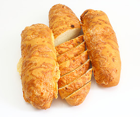 Image showing The ruddy long loaf of bread 