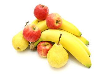 Image showing Yellow bananas apples and pears 