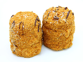 Image showing Honey cake with chocolate on a white background